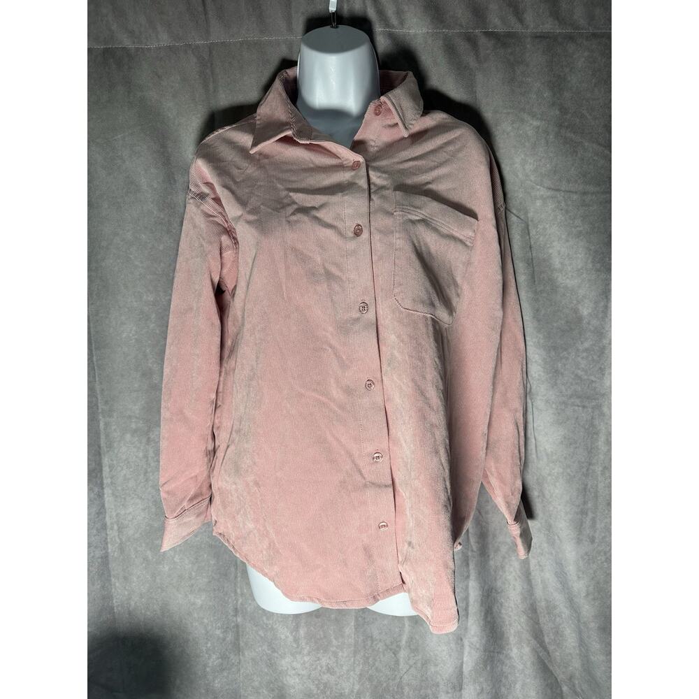 Ultra Flirt Women's Pink Button Up Long Sleeve Shirt Size-XS